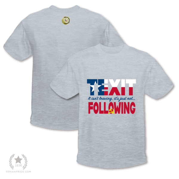 TEXIT: It isn't leaving, it's just not following on a grey heather t-shirt