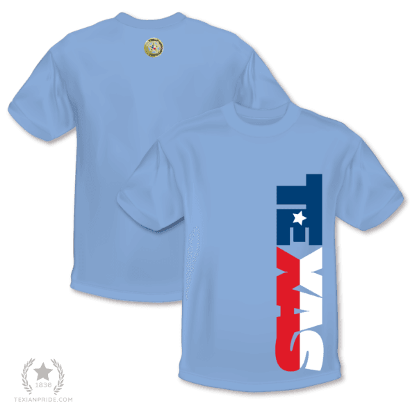 Texas on a turquoise t-shirt